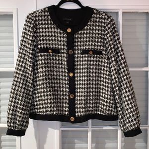 Ann Taylor Houndstooth Tweed Blazer, size Large